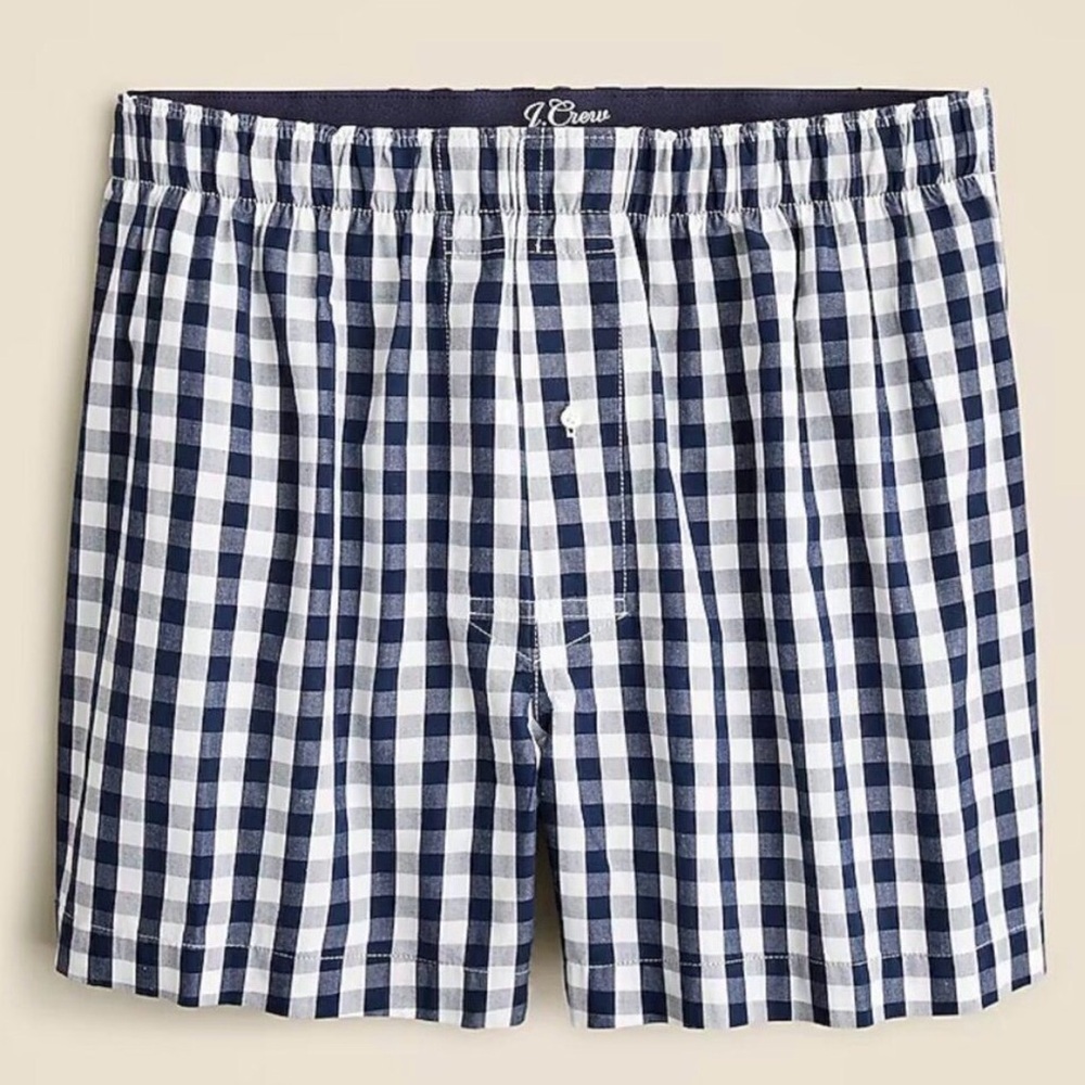 J. Crew Patterned Boxer Shorts Mens M Cotton‎ Navy Check NWT BW438
